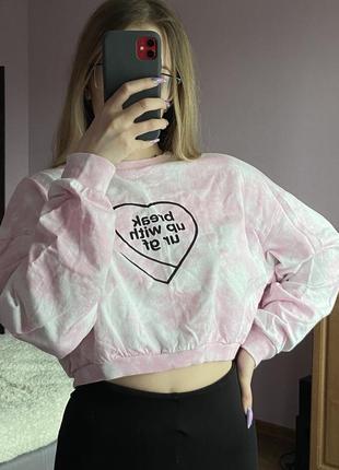 Оверсайз тайдай укороченный свитшот от h&m with ariana grande