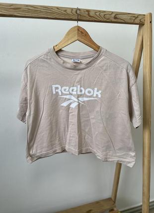 Футболка reebok женская бежевая футболка укороченная спортивная футболка