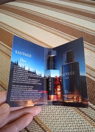 Новий пробник парфумів sauvage parfum від dior/духи/парфумована вода/оригінал1 фото