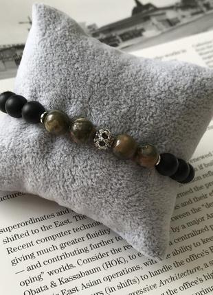 Браслет чоловічий з яшмою та сріблом