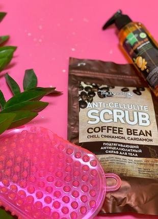 Антицеюлітний набір скраб, олія, масажер top beauty