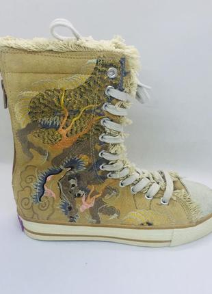 Італійські шкіряні замшеві кеди з вишивкою