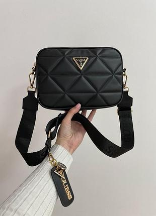 Сумка женская в стиле guess puff shoulder bag black/gold