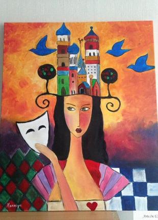 Картина маслом "шахова королева"