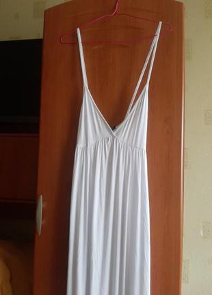Сукня бохо трикотаж біла з оборкою2 фото