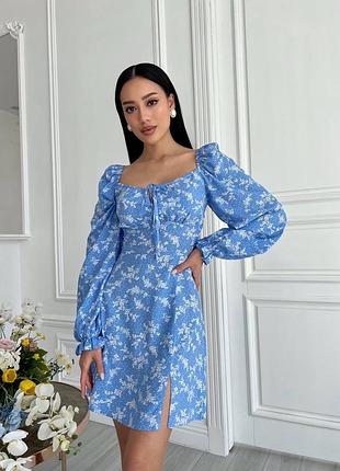 Натуральна сукня штапель з об'ємними рукавами