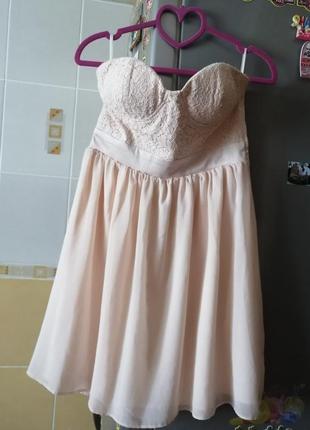 🔥🔥ажурное персиковое платье, р s (44)