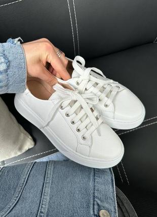 Кеды белые кожа