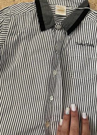 Рубашка/для мальчика/в полоску/серая/новая4 фото