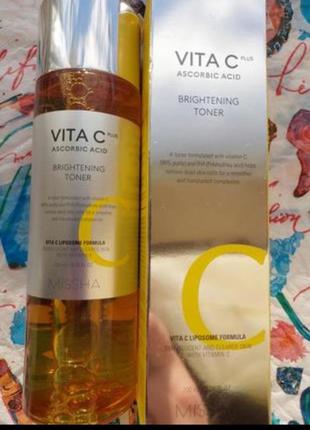 Missha vita c plus brightening toner тонер для лица с витамином с1 фото