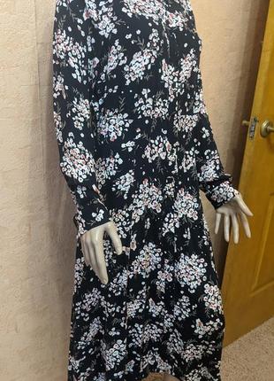 Віскозна нова сукня сорочка на ґудзиках міді квітковий принт3 фото