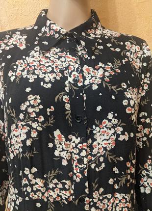 Віскозна нова сукня сорочка на ґудзиках міді квітковий принт6 фото