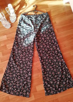 🌹широкие брюки в цветочный принт в стиле бохо ,ретро🌹 брюки палаццо с тонкой ткани1 фото