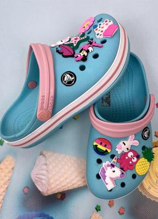 Дитячі крокси сабо crocs crocband kids ice blue/white  original у наявності