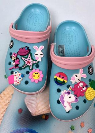 Дитячі крокси сабо crocs crocband kids ice blue/white  original у наявності2 фото