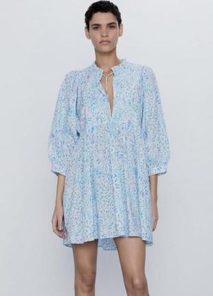 Платье мини zara  цветочный принт3 фото