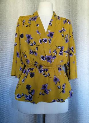 Женская натуральная вискозная блуза, блузка мелкий цветок штапель