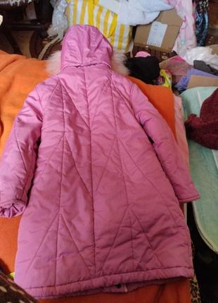 Пальто с желеткой розовое5 фото