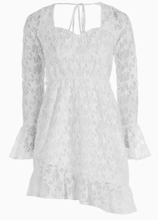 Новое асимметричное белое кружевное платье бюстье с воланами / звездный принт3 фото