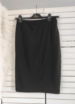 Спідниця довга міді чорна за коліно пряма чорна трикотажна cropp 46 m юбка черная3 фото
