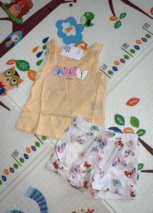 Летний набор майка + шорты h&m на девочку 2-3-4-5-6 лет 98 и 104 и 110 и 116 см костюм футболка hm3 фото