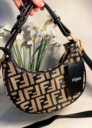 Жіноча сумка клатч текстиль міні, сумка через плече турція, сумка бежева туреччина в стилю fendi фенді1 фото