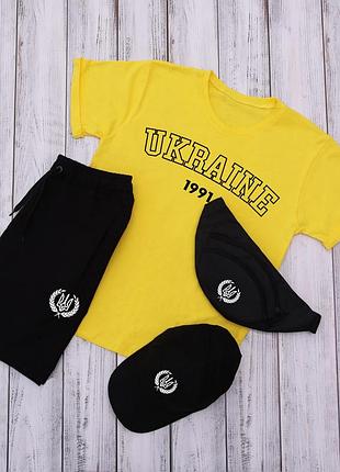 Україна 🇺🇦 шорти + футболка! базовий, спортивний костюм, патріотичний комплект герб тризуб, літо