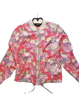 Яркая летняя куртка жакет на молнии с цветочным принтом new look