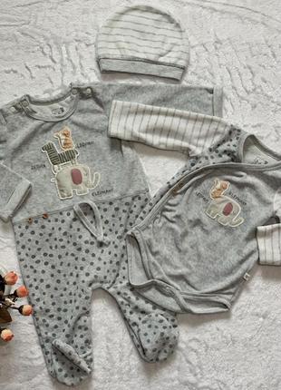 Комплект человечек, боди и шапочка от caramell