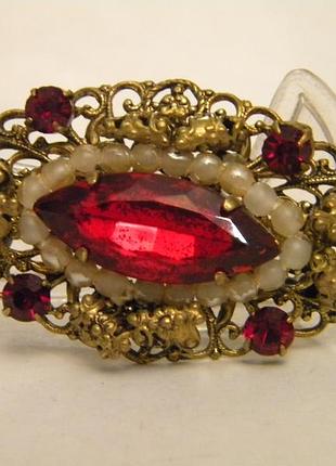 Ажурная брошь чешская бижутерия чехословакия яблонекс №1104