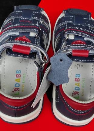 Кожаные босоножки сандалии для мальчика синие4 фото