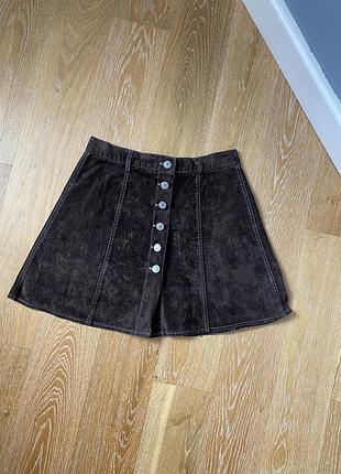 Замшевая юбка с пуговицами