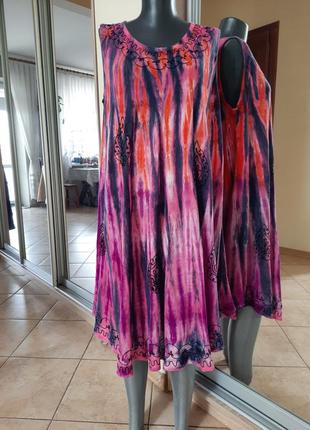 Віскозне з вишивкою плаття 👗 розлітайка великого розміру