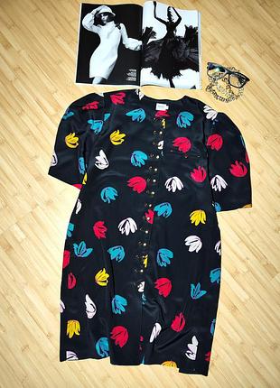 Renzo👑 роскошное винтажное шелковое платье туника с золотыми пуговицами