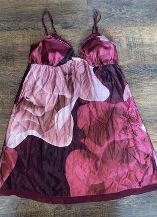 Пеньюар ночнушка в цветочный принт сатиновая ночнушка пижама платья для дома ted baker2 фото