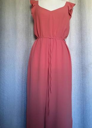 Стильный женский легкий летний коралловый комбинезон с кюлотами. палаццо