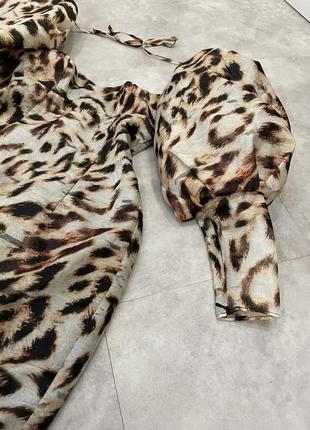 Платье мини с пышными рукавами леопардовый принт asos7 фото