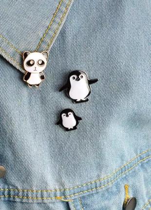 Набор пинов / значков / брошки панда+пингвины