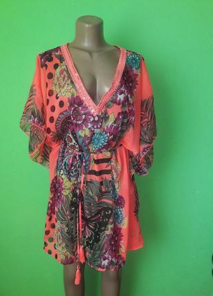 Яскрава шифонновая пляжна туніка