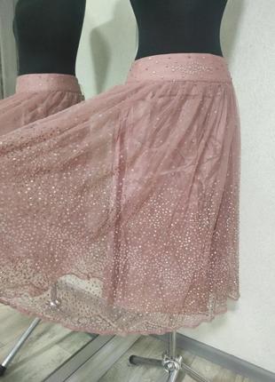 Пудровая юбка юбка в пайетки из фатина french connection2 фото