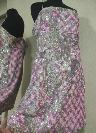 Платье на тонких бретелях в пайетках topshop скра розовое платье вечернее4 фото