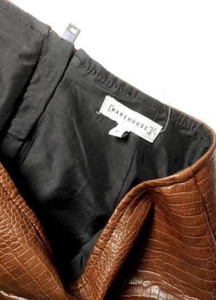Юбка мини под кожу женская коричневого цвета от бренда warehouse 104 фото