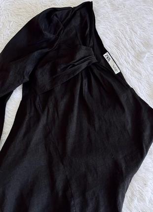 Стильная черная рубашка zara на одно плече