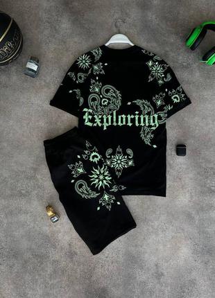 Костюм мужской базовый футболка шорты черный турция / комплект мужской футболка шорти7 фото