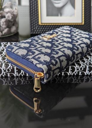Синий текстильный женский кошелек на молнии, классический молодежный большой кошелек портмоне2 фото