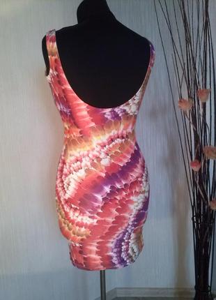Трикотажное радужное платье-сарафан4 фото