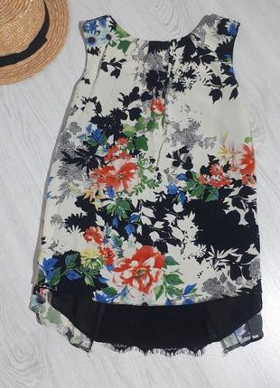 Блузка цветочный принт, блуза с кружевом1 фото