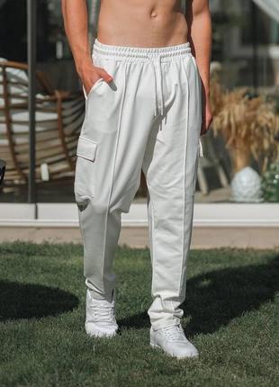 Штаны мужские базовые карго белые турция / брюки штани чоловічі базові білі турречина