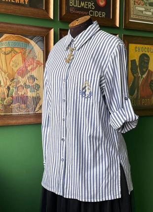 Сорочка madeleine бавовняна у полоску смужку у морському стилі з вишивкою2 фото