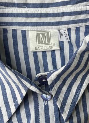 Сорочка madeleine бавовняна у полоску смужку у морському стилі з вишивкою4 фото